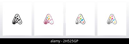 Colorfull Brushes on Letter Logo Design A. Illustrazione Vettoriale