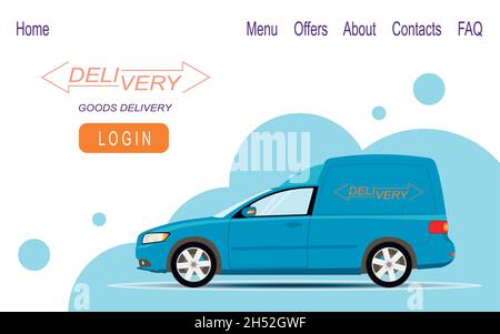 Consegna rapida di carichi di piccole dimensioni. Web banner design. Illustrazione Vettoriale
