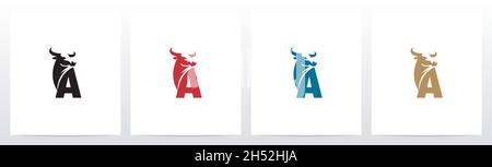 Buffalo Head su Letter Logo Design A. Illustrazione Vettoriale