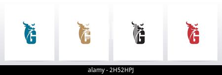 Buffalo Head su Letter Logo Design G. Illustrazione Vettoriale