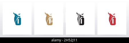 Buffalo Head su Letter Logo Design o Illustrazione Vettoriale