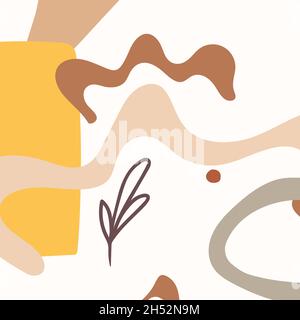 Immagine di sfondo in stile astratto con un ramo con foglie. Illustrazione Vettoriale