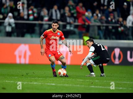 VARSAVIA, POLONIA - 04 NOVEMBRE 2021: UEFA Europa League Group Stage Game Legia Warszawa - SSC Napoli, Matteo Politano (SSC Napoli) Foto Stock