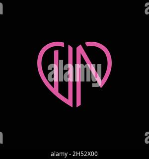 Lettera iniziale WN Love Heart line art logo design vettore Illustrazione Vettoriale