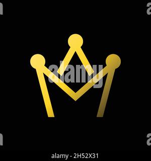 Lettera iniziale M Golden Royal Crown Logo Design Vector Illustrazione Vettoriale