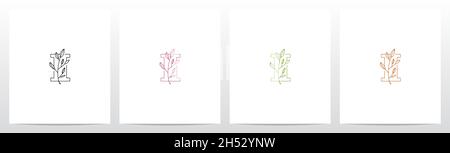 Ramo con foglie su Letter Logo Design i Illustrazione Vettoriale