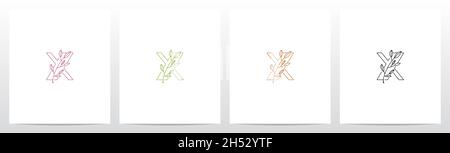 Diramazione con foglie su Letter Logo Design X. Illustrazione Vettoriale