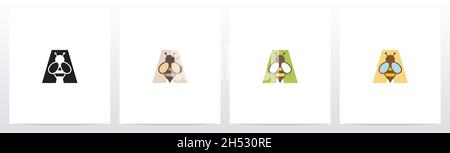 Bee on Letter Logo Design A. Illustrazione Vettoriale