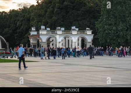 Tomba del Milite Ignoto, solo parte sopravvissuta del Palazzo Sassone situato in Piazza Pilsudski a Varsavia, capitale della Polonia Foto Stock