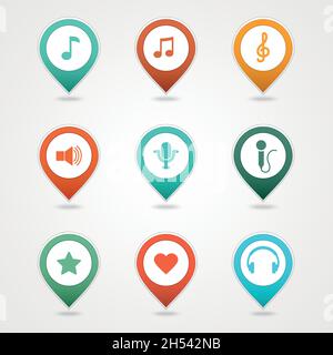 L'icona dei pin di mappatura del file vettoriale EPS 10 ha trasparenza Illustrazione Vettoriale