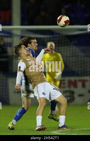 HARTLEPOOL, GBR. 6 NOVEMBRE Reagan Ogle di Hartlepool si è Unito in azione durante la partita di fa Cup tra Hartlepool United e Wycombe Wanderers a Victoria Park, Hartlepool sabato 6 novembre 2021. (Credit: Will Matthews | MI News) Credit: MI News & Sport /Alamy Live News Foto Stock