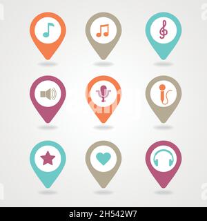 L'icona dei pin di mappatura del file vettoriale EPS 10 ha trasparenza Illustrazione Vettoriale