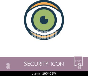 Icona scansione IRIS isolata in bianco. Scansione oculare, riconoscimento biometrico. Segnale di sicurezza. Simbolo grafico per la progettazione del sito Web, il logo, l'app, l'interfaccia utente. Vettore malato Illustrazione Vettoriale