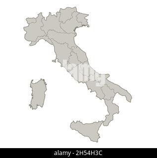 Mappa Italia, singole regioni, vuota Foto Stock