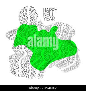 2022 progettazione di poster tipografici creativi. Tipografia vettoriale liquida Illustrazione Vettoriale