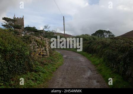 Country Lane a Zennor, Cornovaglia, Regno Unito Foto Stock