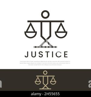 Avvocati diritto universale giustizia vettore logo giustizia scala spada simbolo Illustrazione Vettoriale