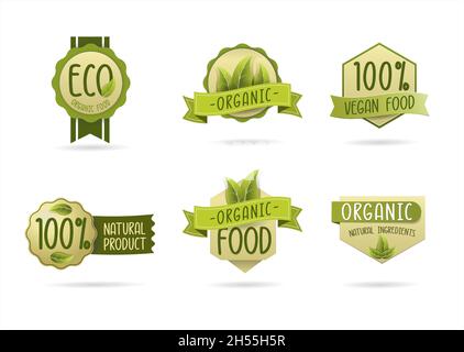 set di icone bioecologiche per l'industria e l'industria alimentare Illustrazione Vettoriale