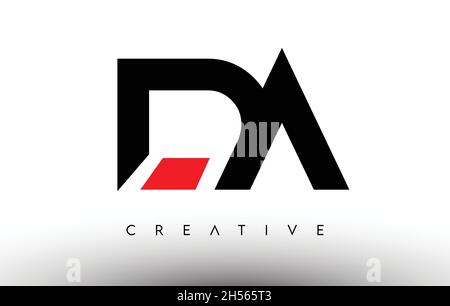 DA Creative Modern Letter Logo Design. DA Icon Letters Logo Illustrazione vettoriale con colori nero e rosso Illustrazione Vettoriale