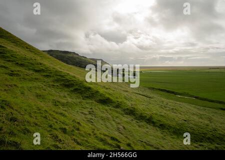 Fattoria tipica di ovini nella regione meridionale dell'Islanda Foto Stock