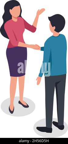 Partner commerciali di comunicazione, trattare o risolvere il problema. Comunicare il contratto di affari, la collaborazione e la stretta di mano, il successo della gente nel lavoro di squadra, corporate di contratto, illustrazione vettoriale Illustrazione Vettoriale