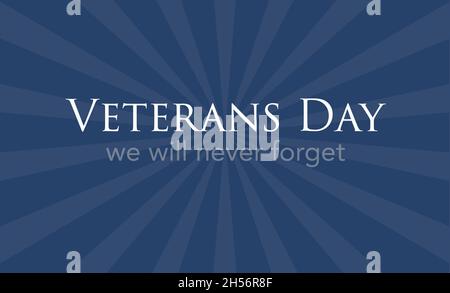 Veterani Day holiday banner con realistica Bandiera americana Illustrazione Vettoriale