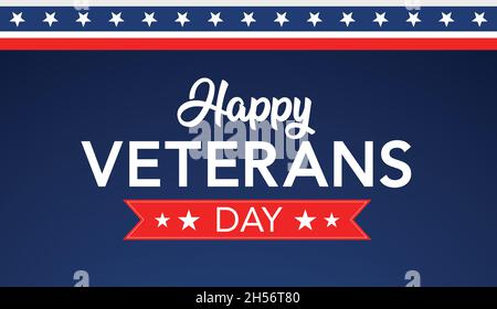 Veterani Day celebrazione illustrazione. Noi bandiera su sfondo HD banner. Ricordare e onorare. Illustrazione Vettoriale