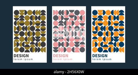 Set di poster in stile scandinavo. Sfondi astratti geometrici. Illustrazione vettoriale Illustrazione Vettoriale