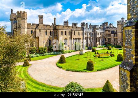 Esterno del Castello di Arundel, West Sussex, Regno Unito Foto Stock