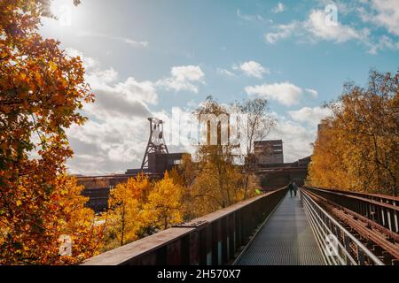 Zeche Zollverein architettura e monumento industriale nella zona della Ruhr Foto Stock