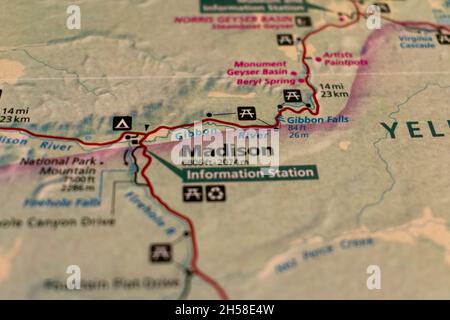 Mappa visitatori Parco Nazionale di Yellowstone , Madison Foto Stock