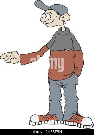 Il disegno a mano vettorizzato di un ragazzo divertente Illustrazione Vettoriale