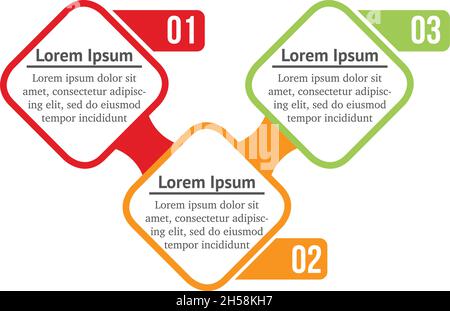 Infografico vettore piazze con 3 opzioni o passaggi. Infographics per la concezione di business. Può essere utilizzata per presentazioni, layout di flusso di lavoro, il diagramma di processo Illustrazione Vettoriale