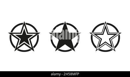 Stelle vettoriali militari statunitensi. Simbolo di Insignia militare, distintivo, etichetta Illustrazione Vettoriale