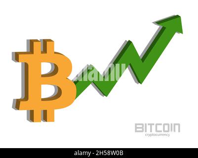 Bitcoin e grafico, prezzi in aumento, denaro icona vettore Illustrazione Vettoriale