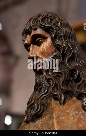 Figura policroma e in legno di San Juan del Ramo de Viana nel Museo Comarcal de Arte Sacro, Peñafiel, Spagna. Foto Stock