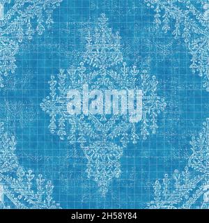 Motivo blu blu brillante senza cuciture per tessuti e stampe Foto Stock
