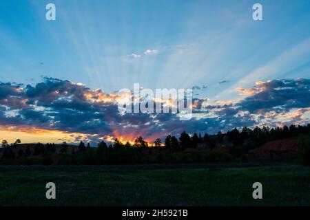 Splendida alba al Devils Tower National Monument, Wyoming Foto Stock