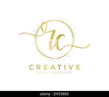Logo RC femminile. Utilizzabile per la natura, salone, centro benessere, cosmetici e loghi di bellezza. Elemento modello di disegno con logo a vettore piatto. Illustrazione Vettoriale