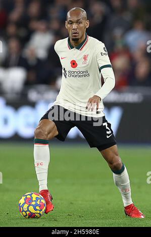 Londra, Inghilterra, 7 novembre 2021. Fabinho di Liverpool durante la partita della Premier League al London Stadium, Londra. Il credito dell'immagine dovrebbe leggere: Paul Terry / credito dello Sportimage: Notizie dal vivo dello Sportimage/Alamy Foto Stock