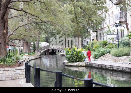 Il lungofiume di San Antonio, Texas. Foto Stock