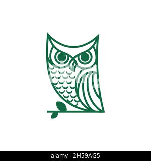 illustrazione del logo. forma del logo come un gufo con semplice stile line art. Illustrazione Vettoriale