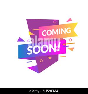 Composizione colorata presto in arrivo con design piatto, presto in arrivo segno colore illustrazione vettoriale Illustrazione Vettoriale
