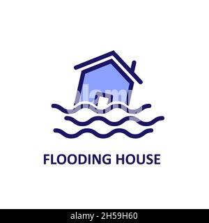 flooding house icona vettore di illustrazione su sfondo bianco Illustrazione Vettoriale