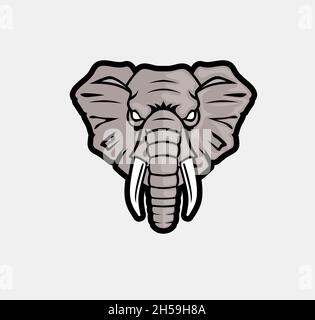 Mascot testa di illustrazione vettoriale logo elefante Illustrazione Vettoriale