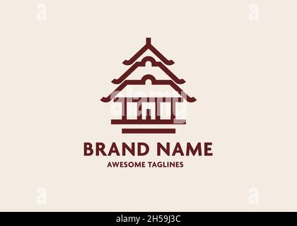 Logo Asian Architecture disegno lineare astratto illustrazione vettoriale Illustrazione Vettoriale