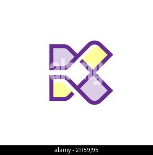 Minimalista lettera K linee colore logo design vettore Illustrazione Vettoriale