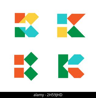 Lettera K colorata minimalista con logo freccia Illustrazione Vettoriale