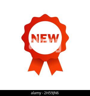 nuova guarnizione con disegno vettoriale emblema a nastro Illustrazione Vettoriale