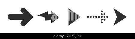 Frecce nere Imposta icone. Collezione di frecce. Frecce semplici e moderne. Foto Stock